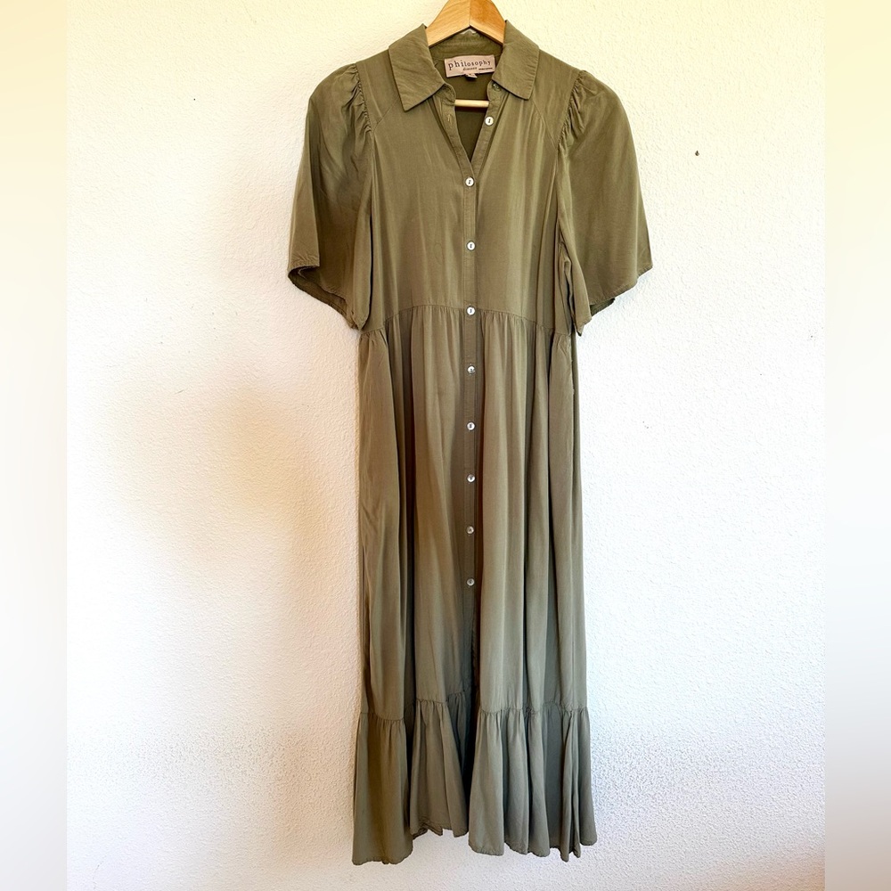 Philosophy Green Button Maxi Dress